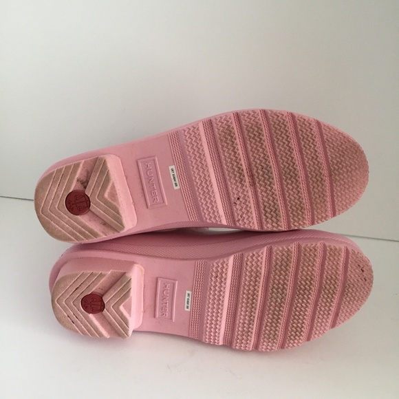 Hunter Women's Rain Boots Ankle Rubber Round Toe Glossy Light Pink Size 9 EUC - Picture 9 of 12
